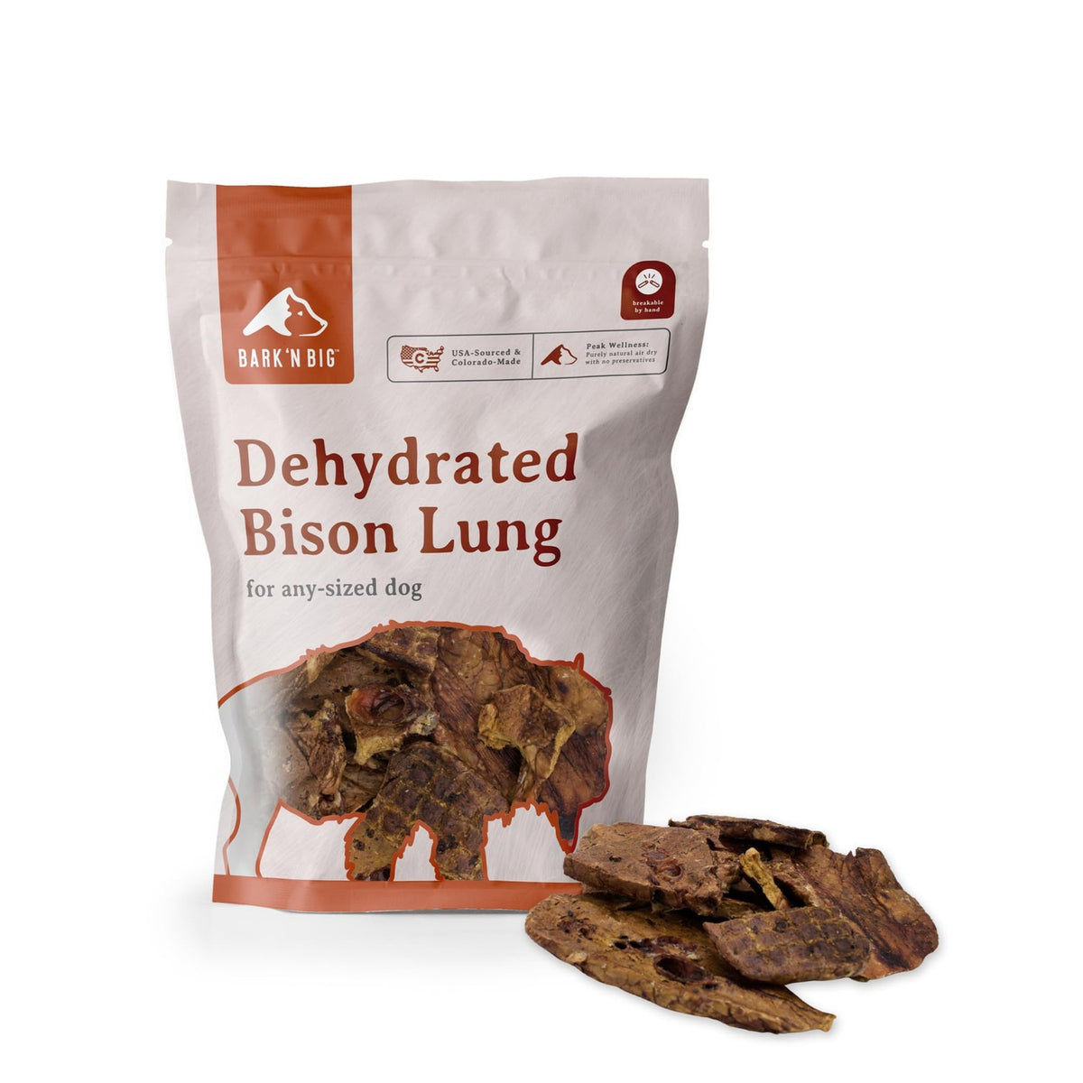 Bison Lung Dog Treats Single Ingredient Dehydrated