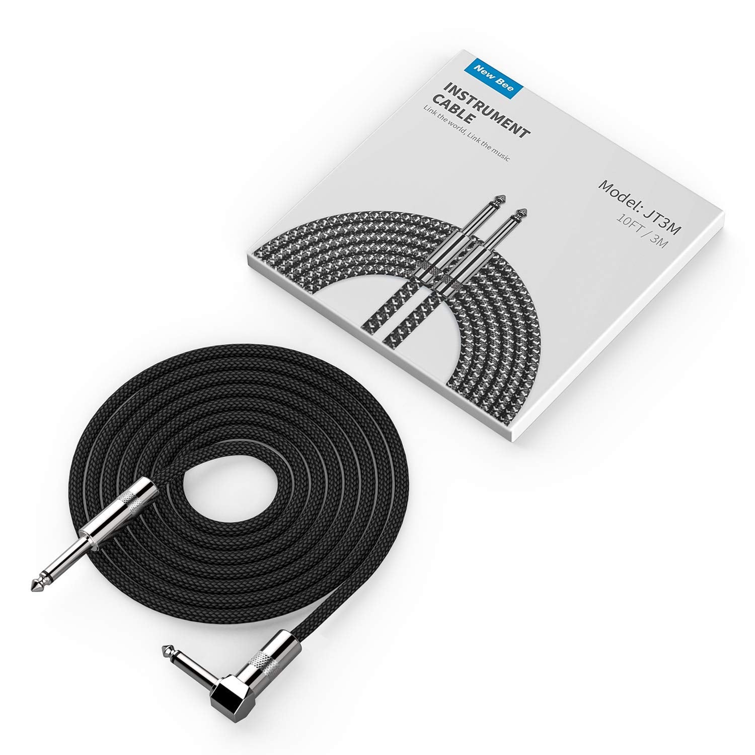 Buy now New bee Guitar Cable 10ft Electric Instrument Bass AMP Cord for Electric Mandolin, Pro Audio (Right Angle to Straight, Black) at indiglob india