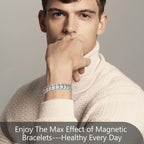 Buy now Feraco Mens Magnetic Bracelet Titanium Steel Magnetic Bracelet with Double Row 4 Elements Magnets (Silver) at indiglob india