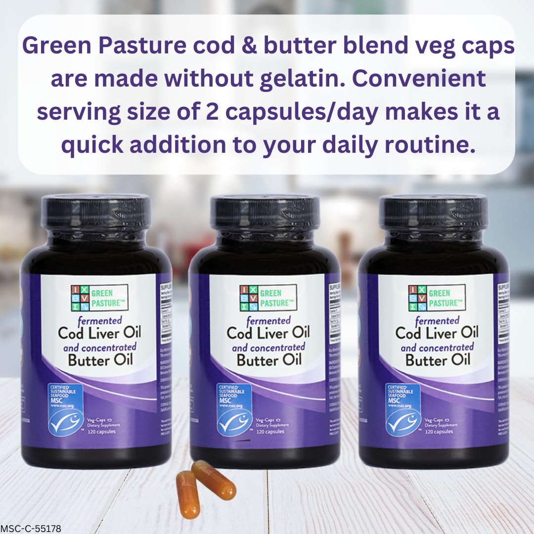 Buy now Green Pasture Fermented Cod Liver Oil Blend and Concentrated Butter Oil Blend - 120 Capsules at indiglob india