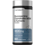 Horbäach Glucosamine Chondroitin MSM | 360 Caplets | Advanced Formula with Turmeric | Non-GMO, Gluten Free