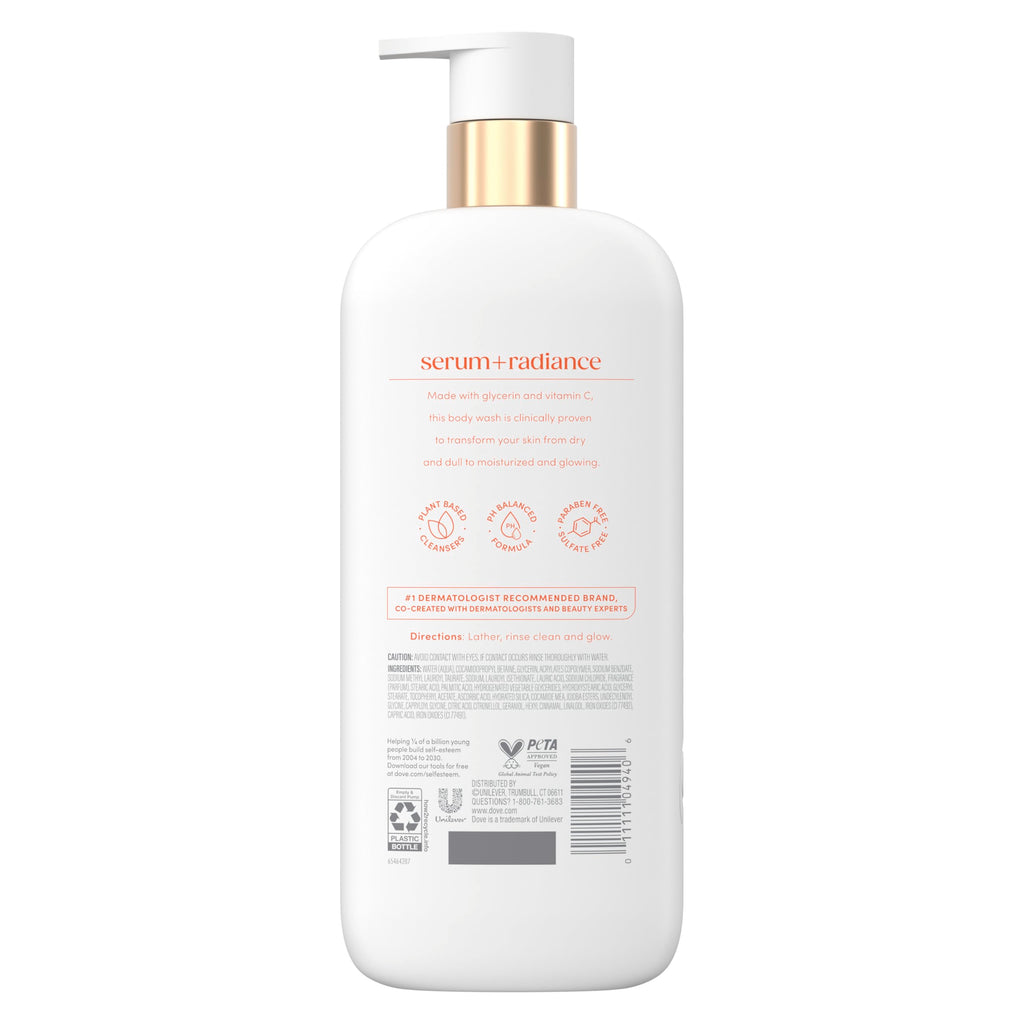 Dove Exfoliating Body Wash Glow Recharge Energizes & illuminates 18.5 oz | For everyday shower care, Helps illuminate and refine skin, With 3% brightening serum