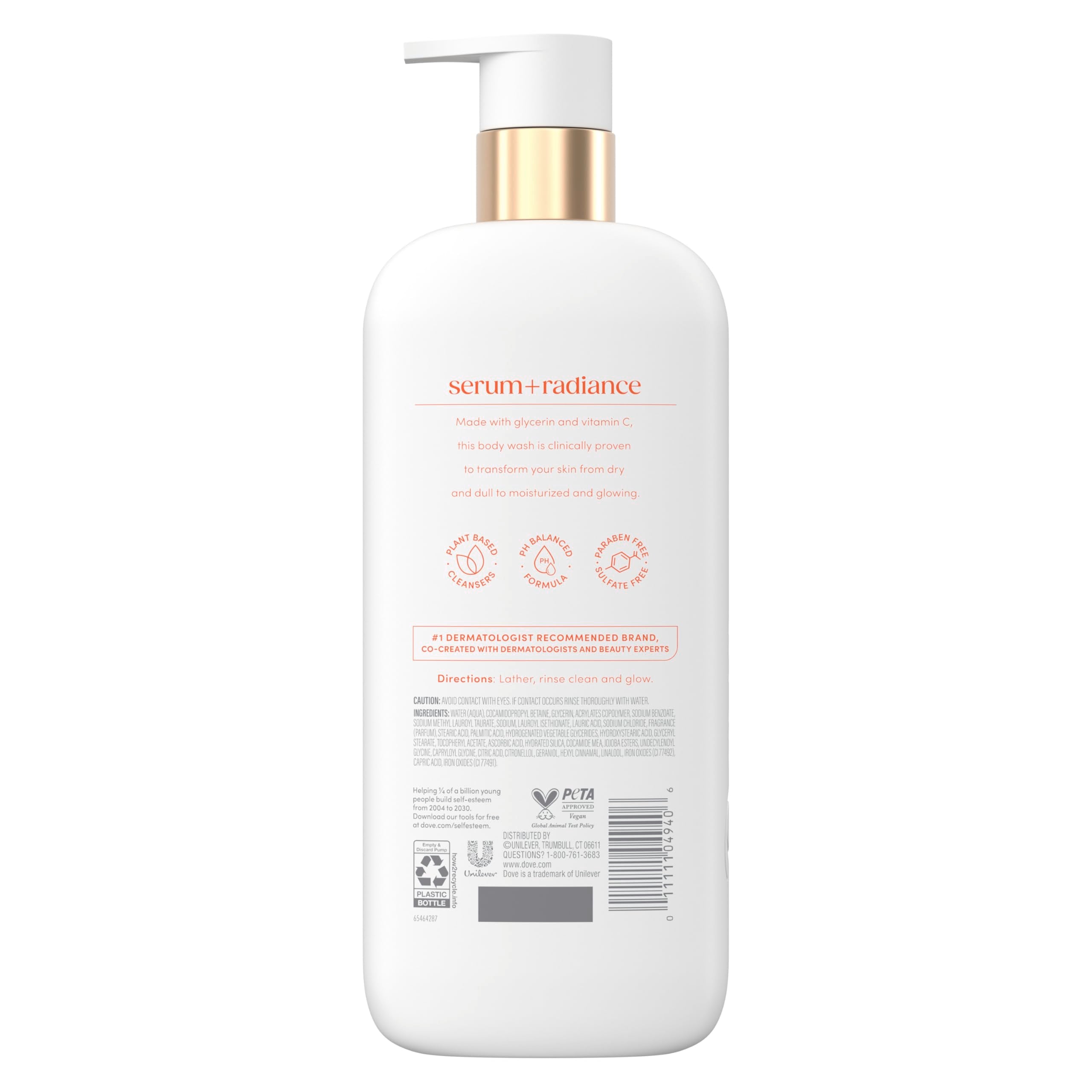 Dove Exfoliating Body Wash Glow Recharge Energizes & illuminates 18.5 oz | For everyday shower care, Helps illuminate and refine skin, With 3% brightening serum