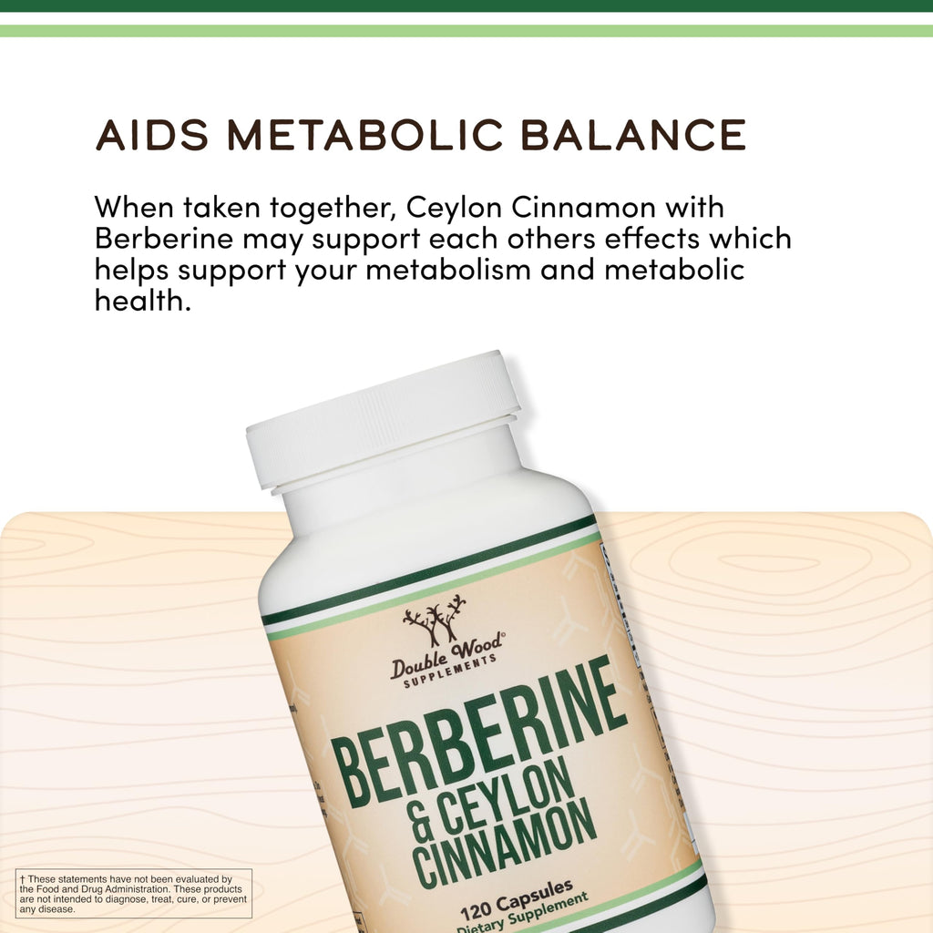 Berberine + Ceylon Cinnamon 500mg, Metabolism Support, 120 Capsules