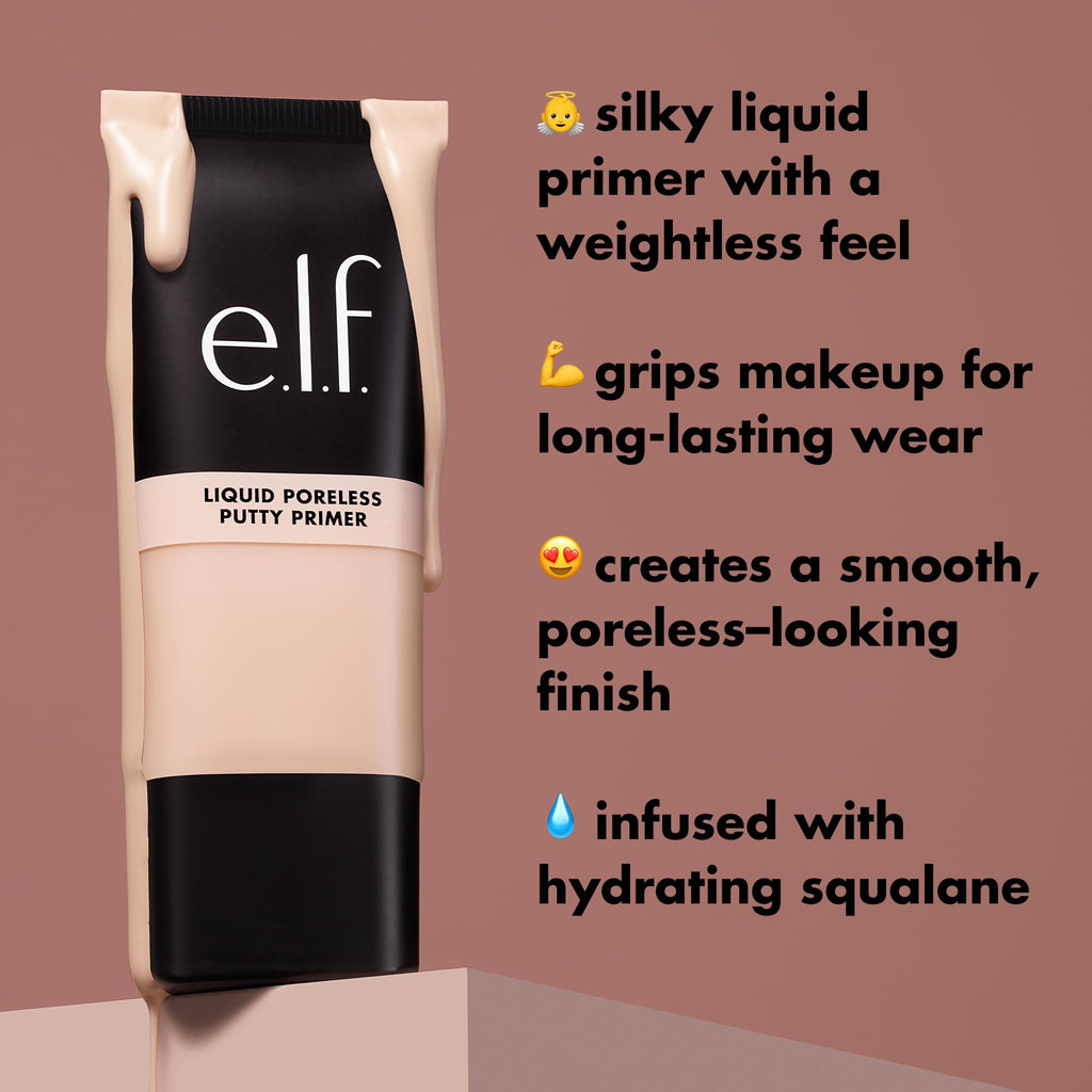 e.l.f. Liquid Poreless Putty Primer, Universal Sheer | Lightweight Face Primer For Long-lasting Makeup Wear, Creates A Smooth Complexion, Vegan & Cruelty-free
