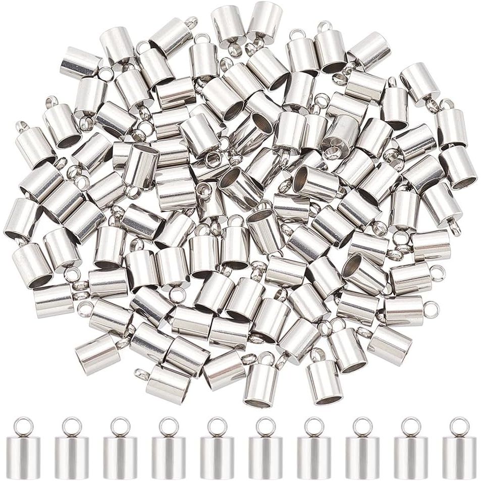 Buy now UNICRAFTALE 100pcs 2 Sizes 3mm/4mm Barrel Cord Ends 304 Stainless Steel End Caps Leather Cord Ends Terminators End Tip Bead Caps for Leather Cord Bracelets Jewelry Making 4mm Inner at indiglob india