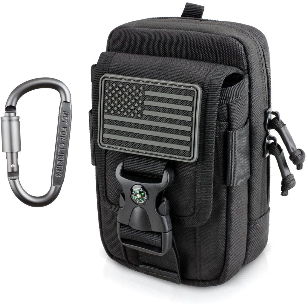 Buy now WYNEX Tactical Compass Phone Pouch, Large Molle Smartphone Holster Case Double Capacity Small Utility EDC Pouch with Compass Buckle and Carabiner Black at indiglob india
