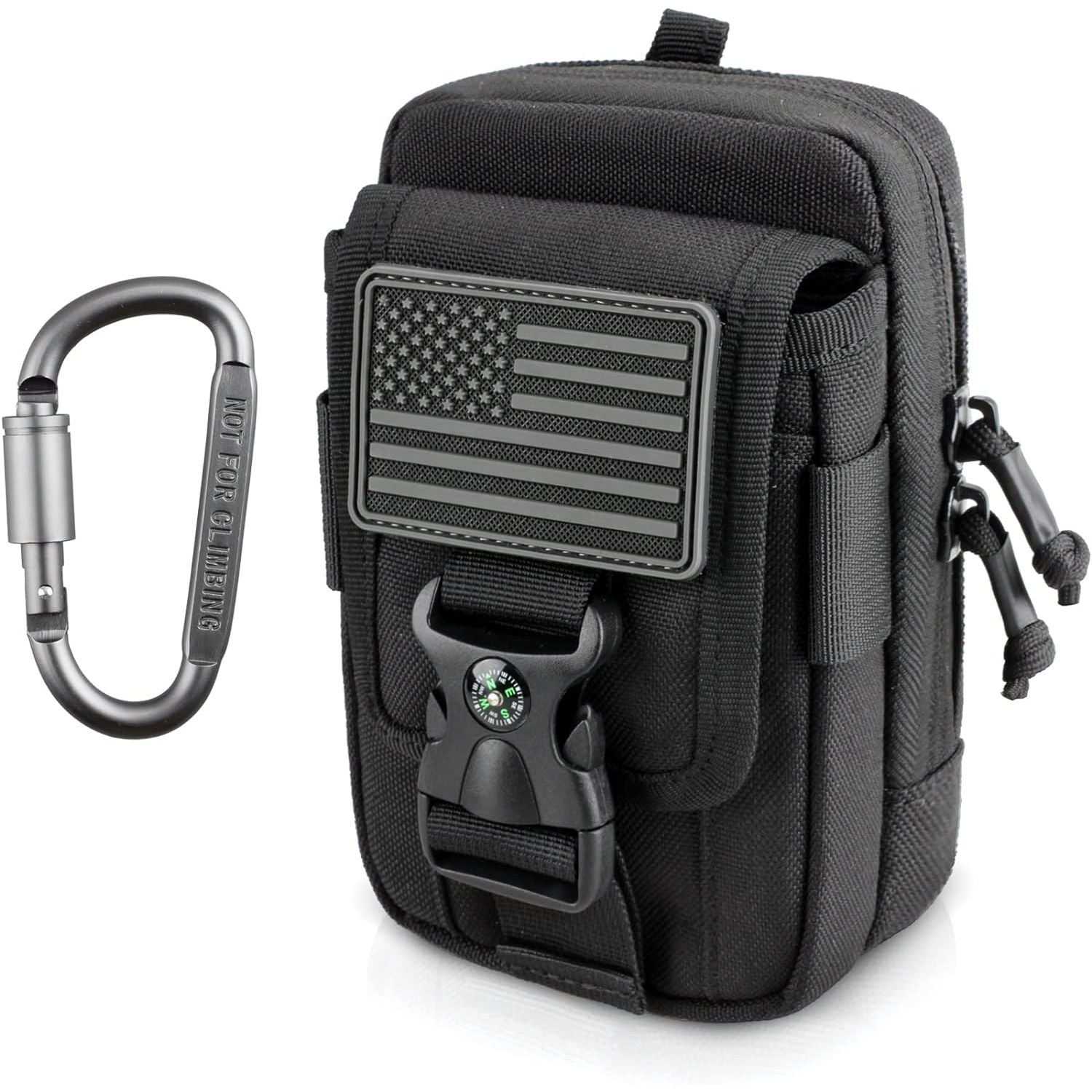Buy now WYNEX Tactical Compass Phone Pouch, Large Molle Smartphone Holster Case Double Capacity Small Utility EDC Pouch with Compass Buckle and Carabiner Black at indiglob india