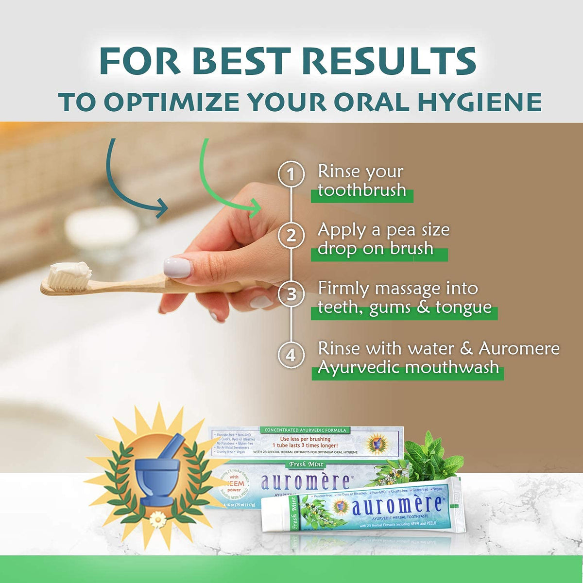 Auromere Ayurvedic Herbal Neem & Clove Toothpaste - Fresh Mint, 1 Pack