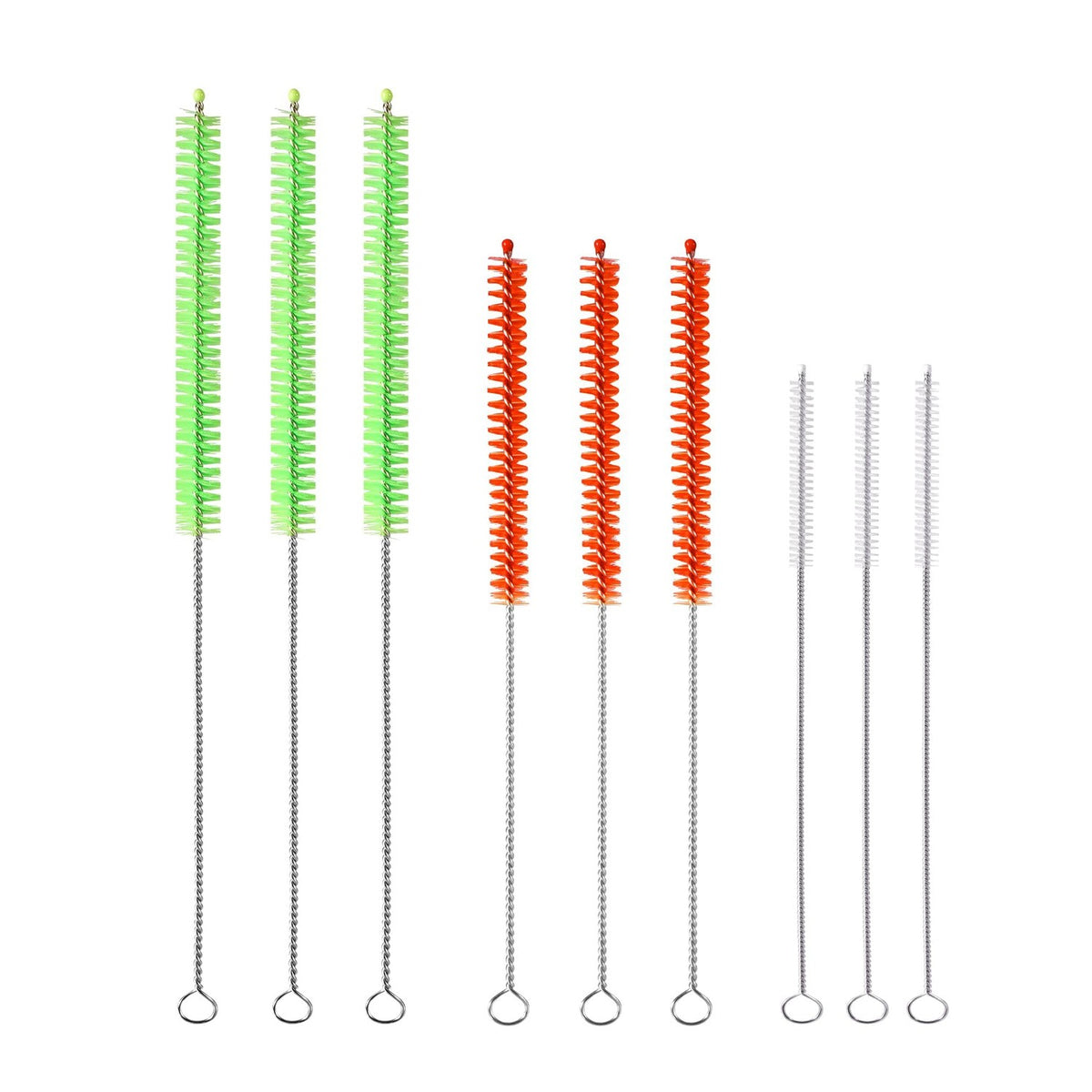 9PCS Reusable Long Colored Straw Cleaner Brush Set 12" Bendable