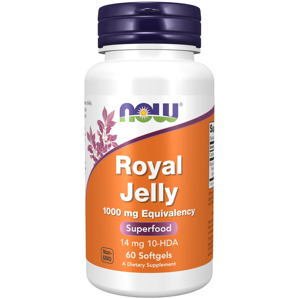 Buy now NOW Foods Supplements, Royal Jelly 1000 mg with 10-HDA (Hydroxy-D-Decenoic Acid), 60 Softgels at indiglob india