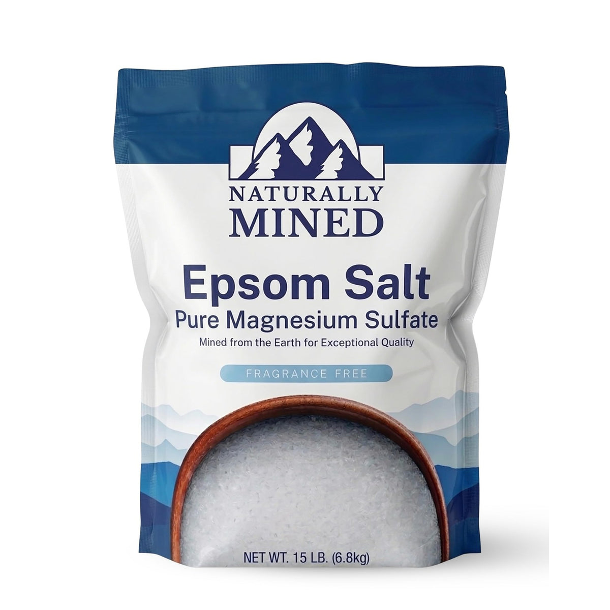Naturally Mined Epsom Salt 15 lb Bulk, Pure Magnesium Sulfate, Unscented