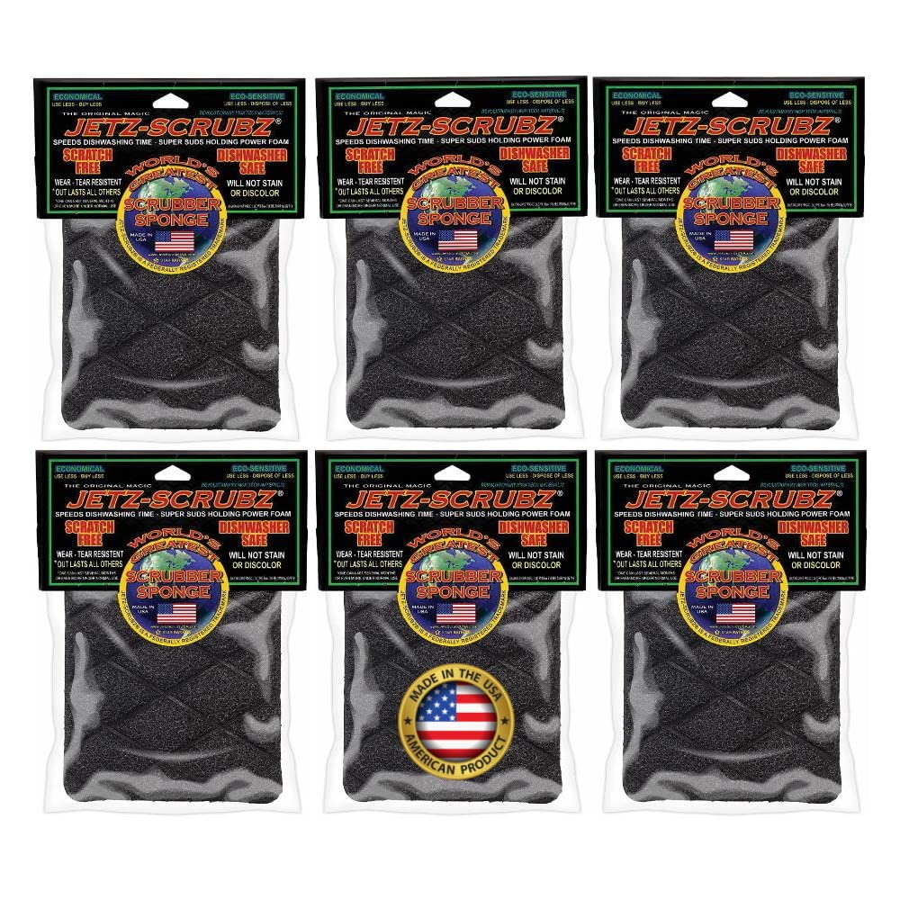Jetz-Scrubz Original Magic Scrubz Scrubber Sponge Rectangle (6-Pack)