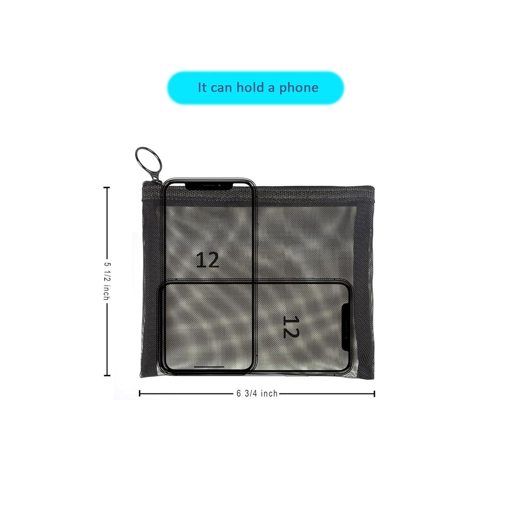Buy now Patu Zipper Mesh Bags, Size M / A6, 5 Pieces, Beauty Makeup Cosmetic Accessories Organizer, Travel Toiletry Kit Set Storage Pouch, Black at indiglob india
