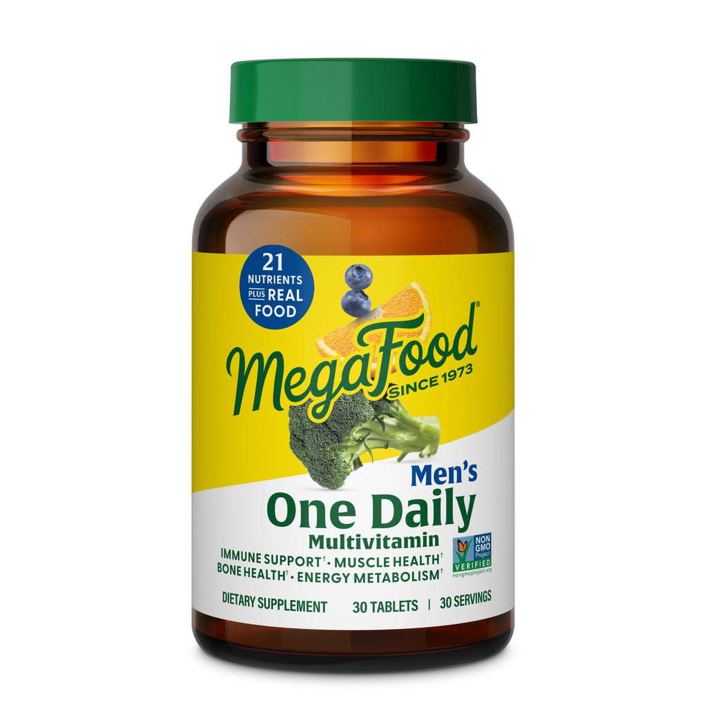 MegaFood One Daily Multivitamin for Men with 21 Nutrients, 90 Tablets | Immune Support, Cellular Energy & Muscle Health, Methylfolate, Methylated B12, C, D3, Zinc, Non-GMO, Vegetarian, 90 Servings