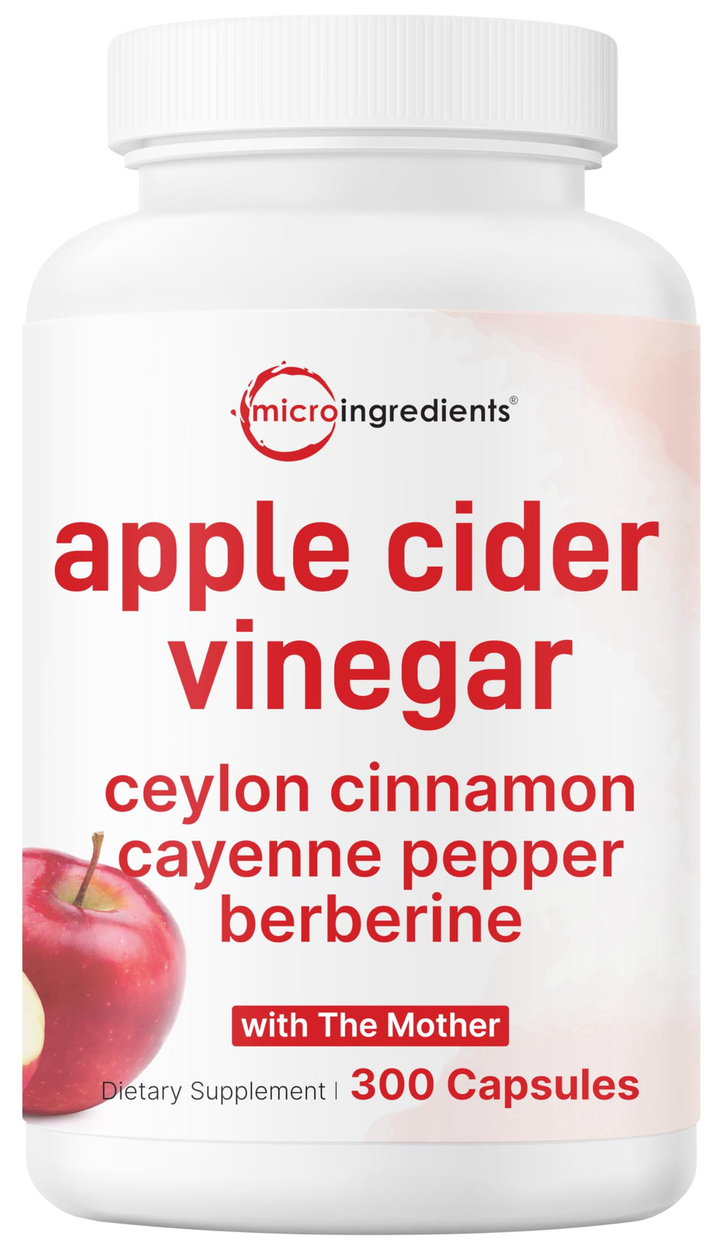 Micro Ingredients Apple Cider Vinegar Capsules | 4,800mg Per Serving, 300 Counts | 4-in-1 ACV Complex with The Mother | Ceylon Cinnamon, Cayenne Pepper & More | Immune, Digestion & Appetite Support