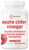 Micro Ingredients Apple Cider Vinegar Capsules | 4,800mg Per Serving, 300 Counts | 4-in-1 ACV Complex with The Mother | Ceylon Cinnamon, Cayenne Pepper & More | Immune, Digestion & Appetite Support