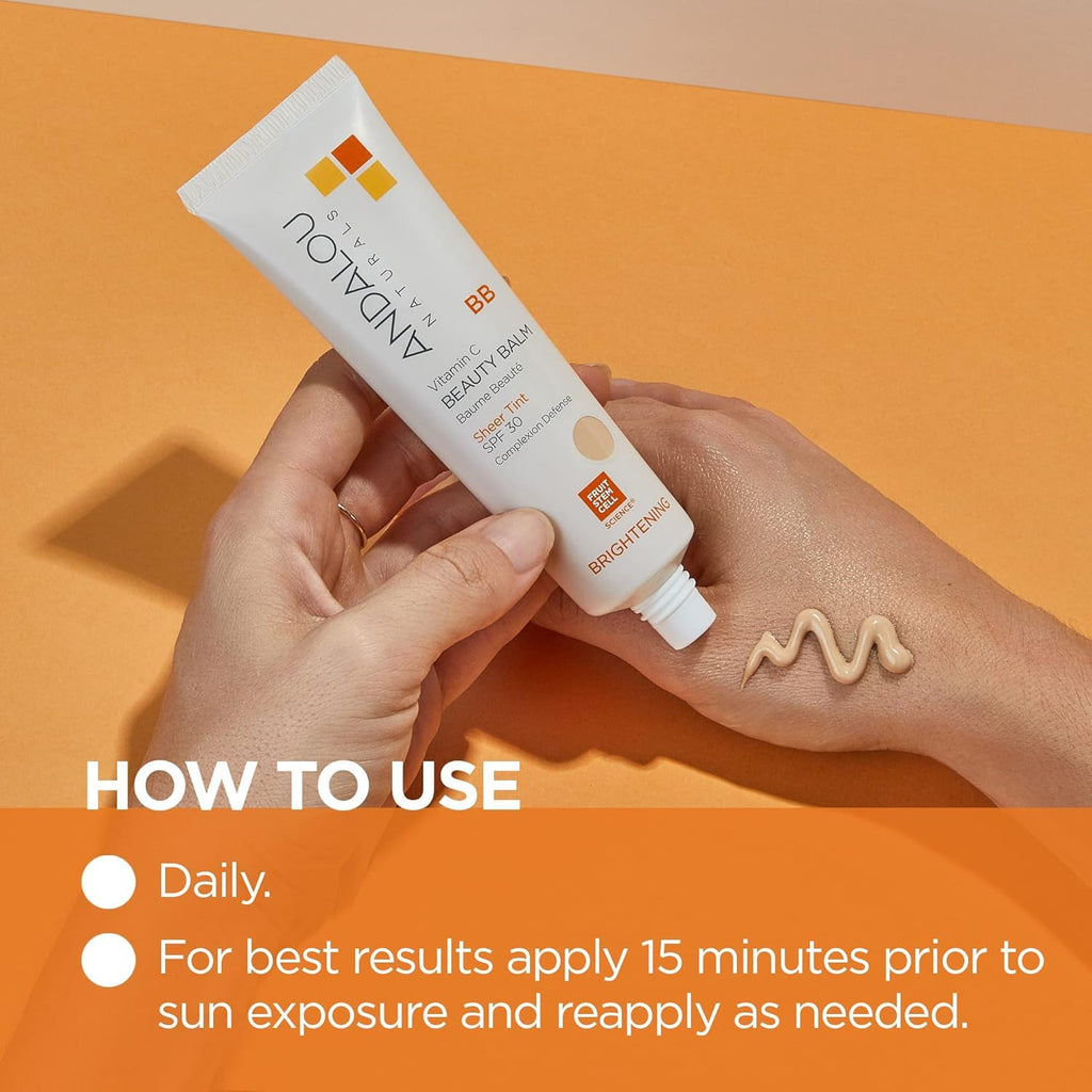 Buy now Andalou Naturals Vitamin C BB Beauty Balm Sheer Tint SPF 30 - 2-in-1 BB Cream & Mineral Sunscreen for Face - With Non-Nano Zinc Oxide Skin Protection - 2 fl oz at indiglob india