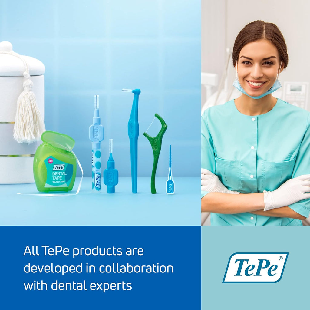 Buy now TEPE Interdental Brush Angle, Angled Dental Brush for Teeth Cleaning, Pack of 6, 0.8 mm, Large Gaps, Green, Size 5 at indiglob india