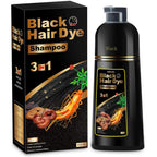 Sminktec Hair Dye Shampoo 3 in 1 for Gray Hair, Herbal Ingredients Natural Shampoo Hair Dye for Women Men (Black)