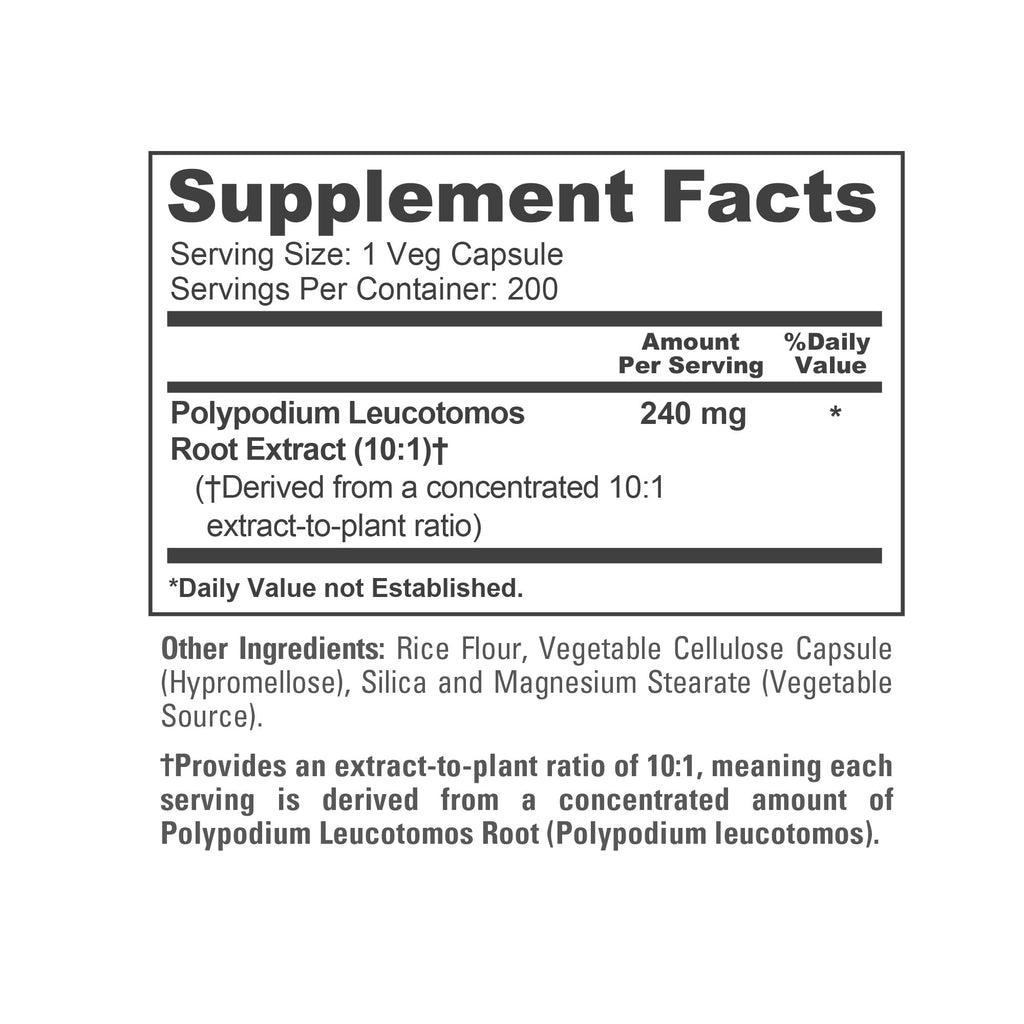 NusaPure Polypodium, Vegan, 240mg, 200 Veggie Capsules - 200 Servings