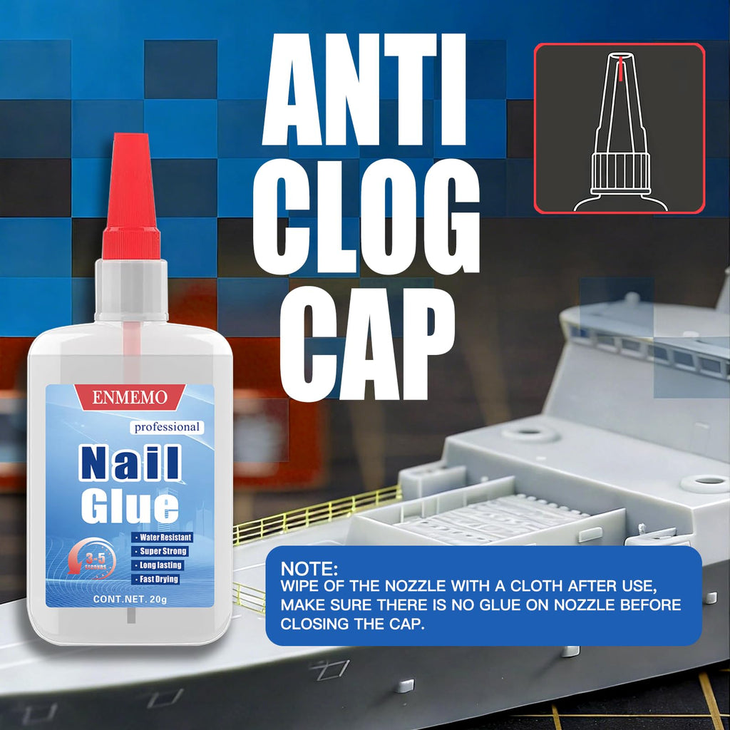 (2-in-1)20ml Nail Glue with Brush Applicator&Nozzle,Nail Tips,Press on Nail