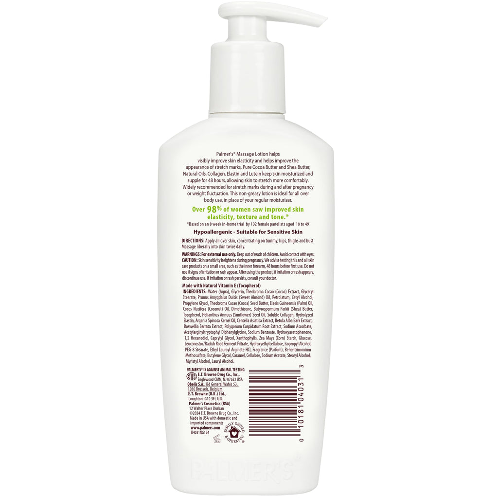 Buy now Palmer's Cocoa Butter Formula Massage Lotion For Stretch Marks, Pregnancy Skin Care, Belly Cream with Collagen, Elastin, Argan OIl and Shea Butter, 8.5 Ounces at indiglob india