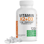 Bronson Vitamin K2 D3 (MK7) Supplement 2-in1 D3 & K2 Complex, 60 Capsules | Bone, Immune & Heart Health Support, Gluten Free, Soy Free, Non-GMO, Vitamin D3 5000IU (125 mcg) & 90 mcg K2 MK-7