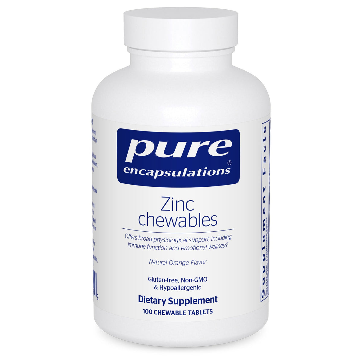 Pure Encapsulations Zinc Chewables, Natural Orange, 100 Chewable Tablets