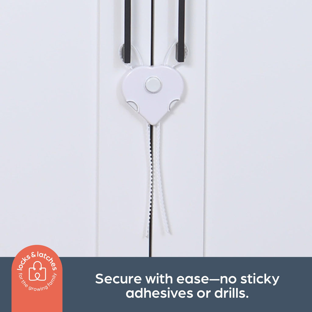 Dreambaby Flexi Lock - Cabinet & Drawer Handle Locks - Cabinet Safety Straps - with Multi-Touch Release System - White - 2 Count (Pack of 1) - Model L185