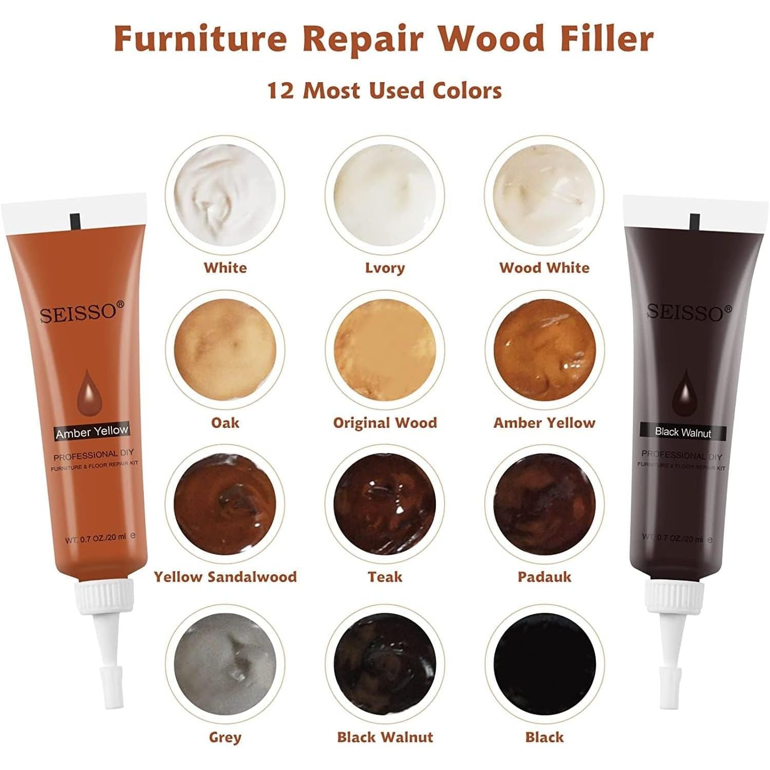 Buy now SEISSO Wood Repair Kit Touch up Paint Restore Any Wooden Furniture Stain, 12 Colors Cover Surface Scratch for Wooden Floor Table, Filler Furniture Paint Oak, Cabinet, Door, Veneer, Walnut at indiglob india