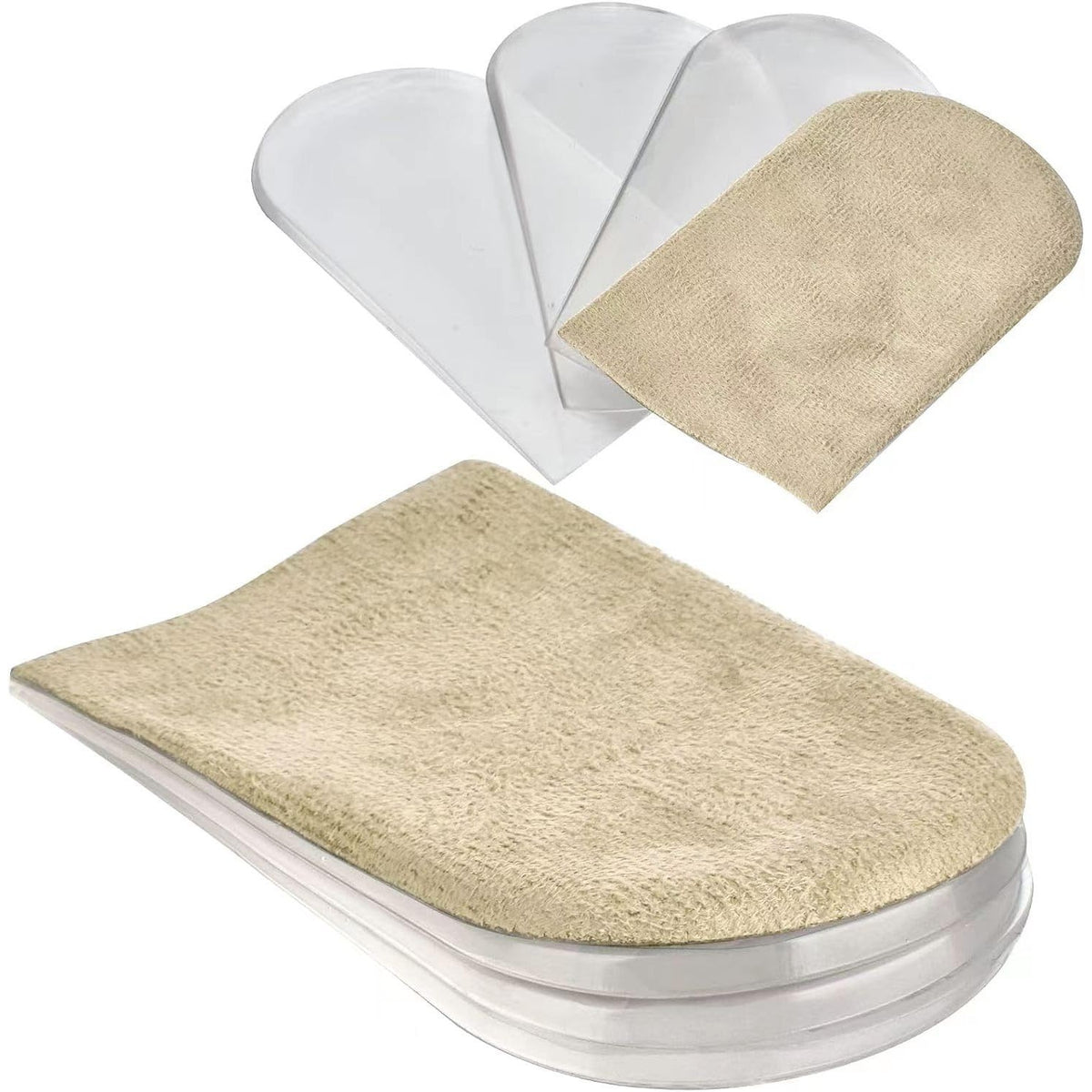 AccEncyc Adjustable Heel Lift Inserts 2 Pack Soft Silicone Height Increase Insoles Heel Lifts for Shoes 1/4" to 1" - 4 Layers