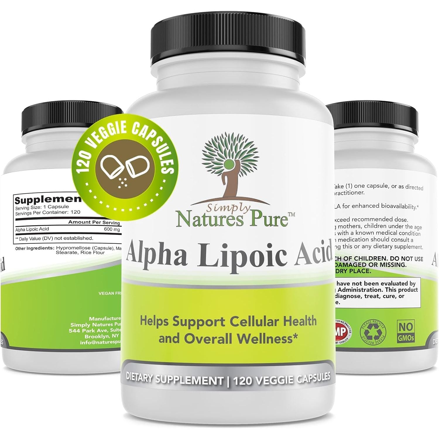 Buy now Simply Natures Pure Alpha Lipoic Acid 600mg 120 Veggie Capsules, Non-GMO Thioctic Acid 4 Month Supply at indiglob india