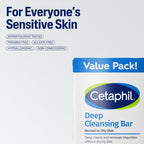 Cetaphil Deep Cleansing Face & Body Bar Soap, Sensitive Skin Care, 3 ct | Soap-Free, Fragrance-Free, Paraben-Free, Hypoallergenic, Face And Body Bar, Removes Makeup, Dirt And Oil, Dry To Normal Skin