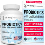 Dr. Berg Probiotic Supplement (60 Billion CFUs) - Helps Ease Occasional Constipation, Diarrhea, Gas & Bloating* - Pre and Probiotics for Digestive Health - 30 Probiotic Capsules