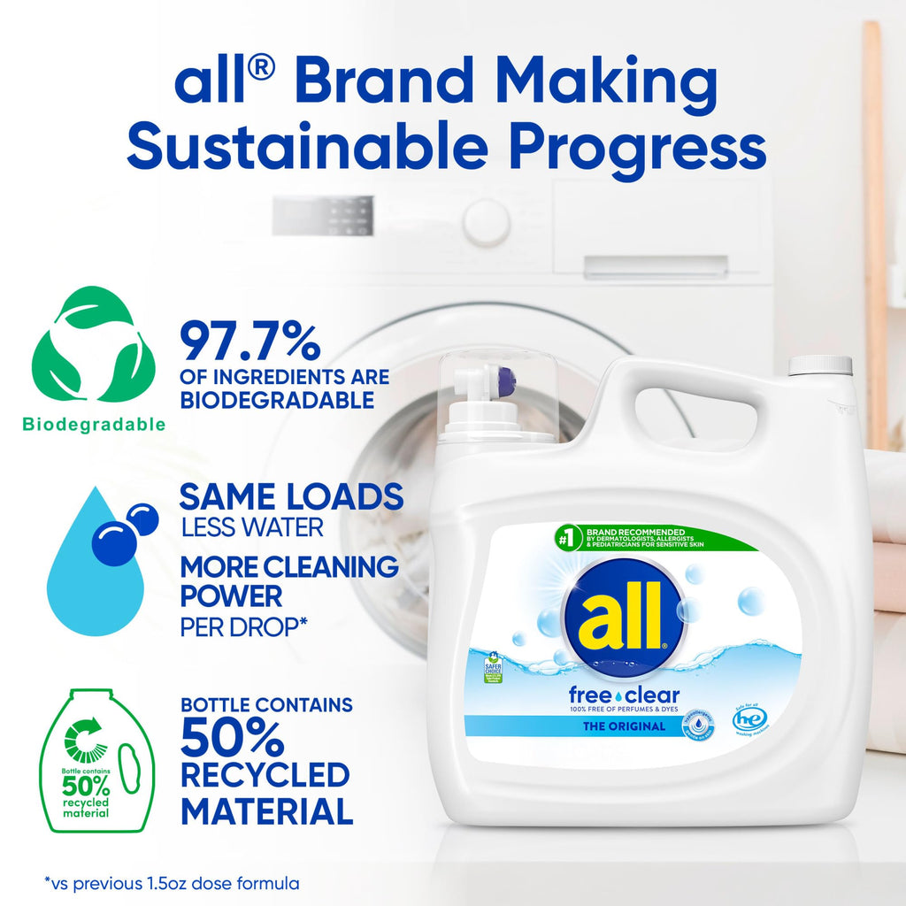 all Liquid Laundry Detergent Free Clear, 118 Ounce, 94 Loads
