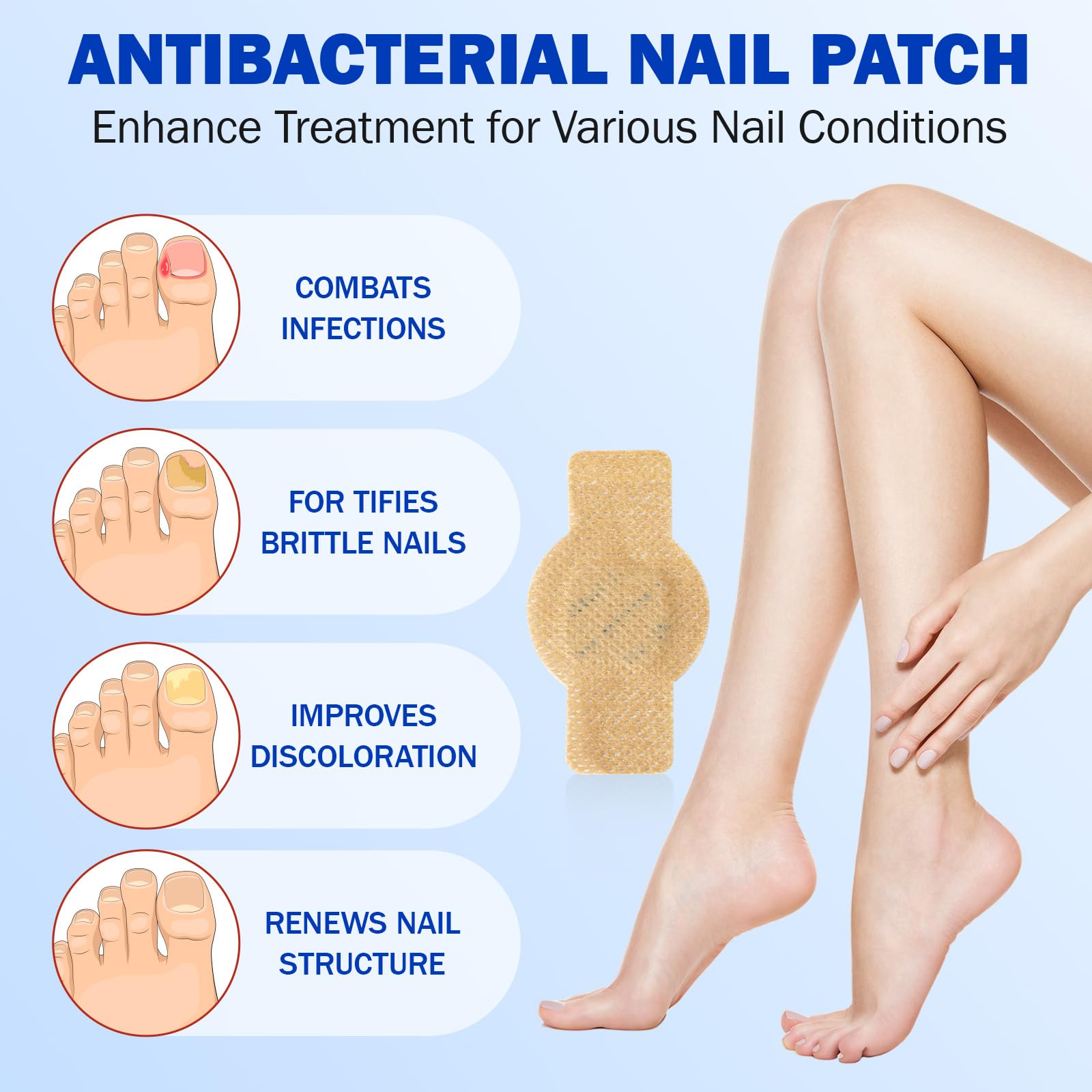 Toenail Care Patches, Nail Patches for Thick & Discolored Nails, Nail Conditioning Formula, Self-Adhesive Nail Care Stickers, 21 Patches