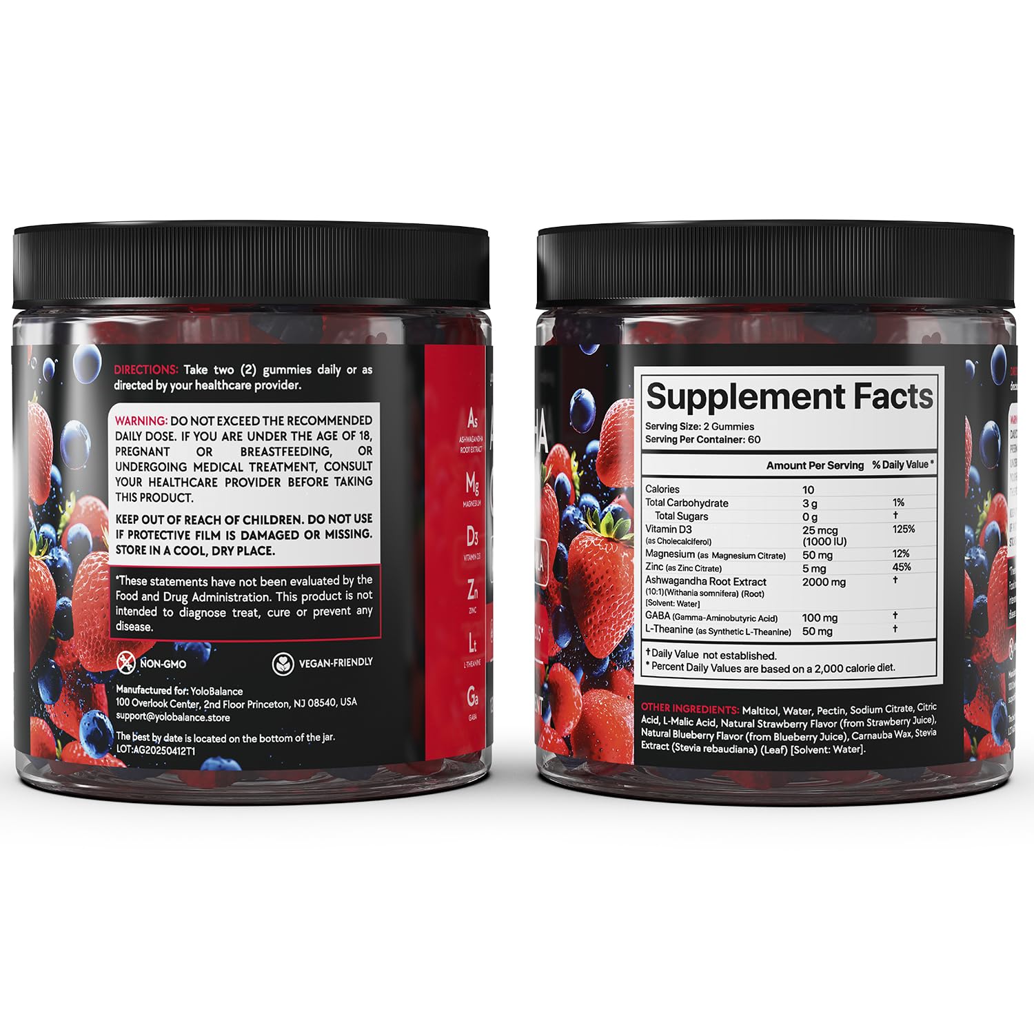 Ashwagandha Gummies – 120 Count - 2000 MG Ashwagandha Supplements with L-Theanine, GABA, Magnesium, Zinc & Vitamin D3 – Sugar-Free, Vegan, Non-GMO–Natural Support for Balance