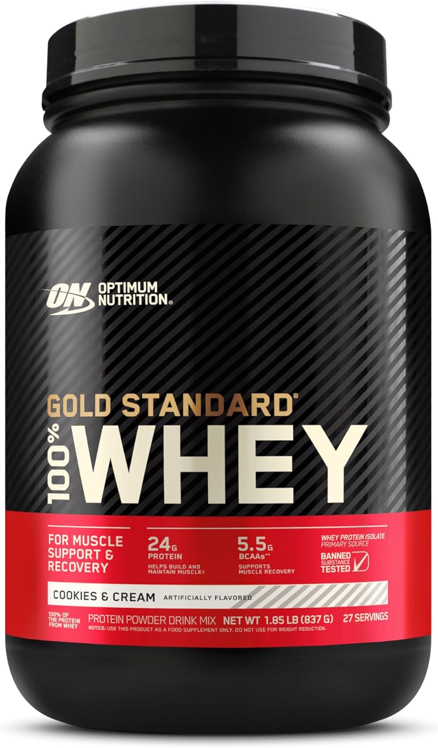 Buy now Optimum Nutrition Gold Standard 100% Whey Protein Powder, Cookies & Cream, 5 Pound (Packaging May Vary) at indiglob india