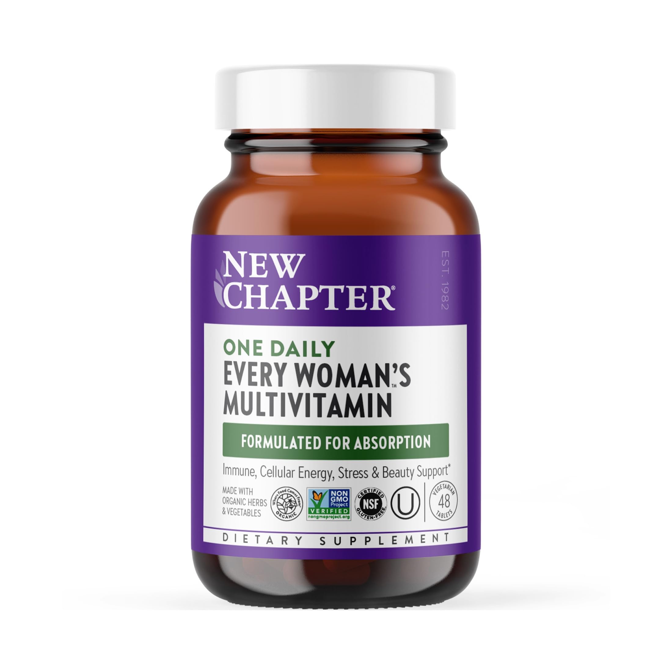 New Chapter Every Woman's One Daily Multivitamin, 72 Tablets | Whole-Food Fermented Nutrients for Bone, Cellular Energy, and Immune Support, No Added Sugar, Vegetarian and Gluten Free