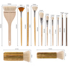 12 PCS Pottery Glaze Brushes Set with Goat Hair & Hake Brush,Professional Soft Bristle for Ceramic, Pottery, Clay, Acrylic Painting