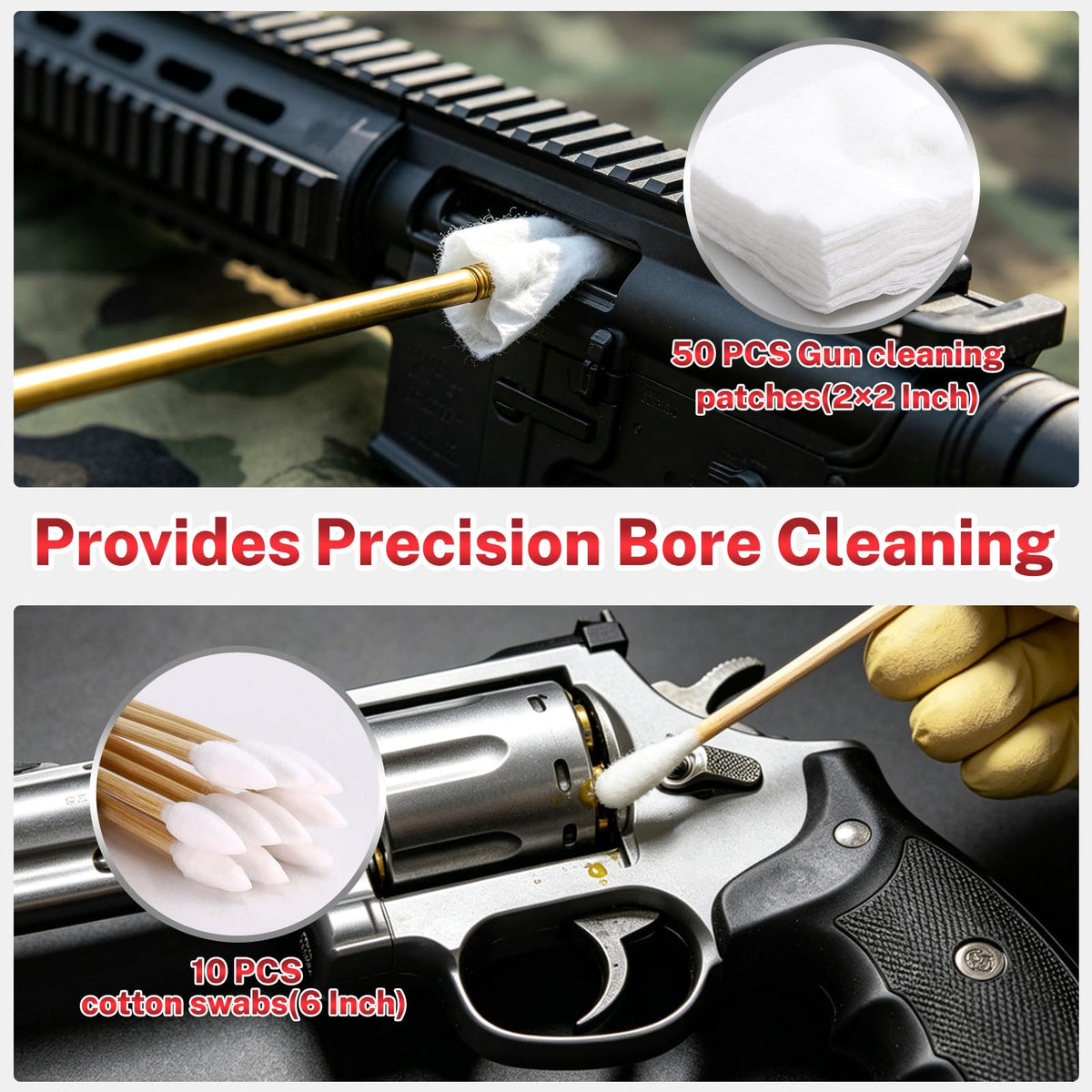 CLP Gun Oil Cleaner & Lubricant Kit - Universal Gun Cleaning Set with 2oz Spray & 1oz Needle Oiler, Synthetic Rust Preventative Solvent for Handgun, Pistol, Rifle, Shotgun, 50 Patches & 10 Swab