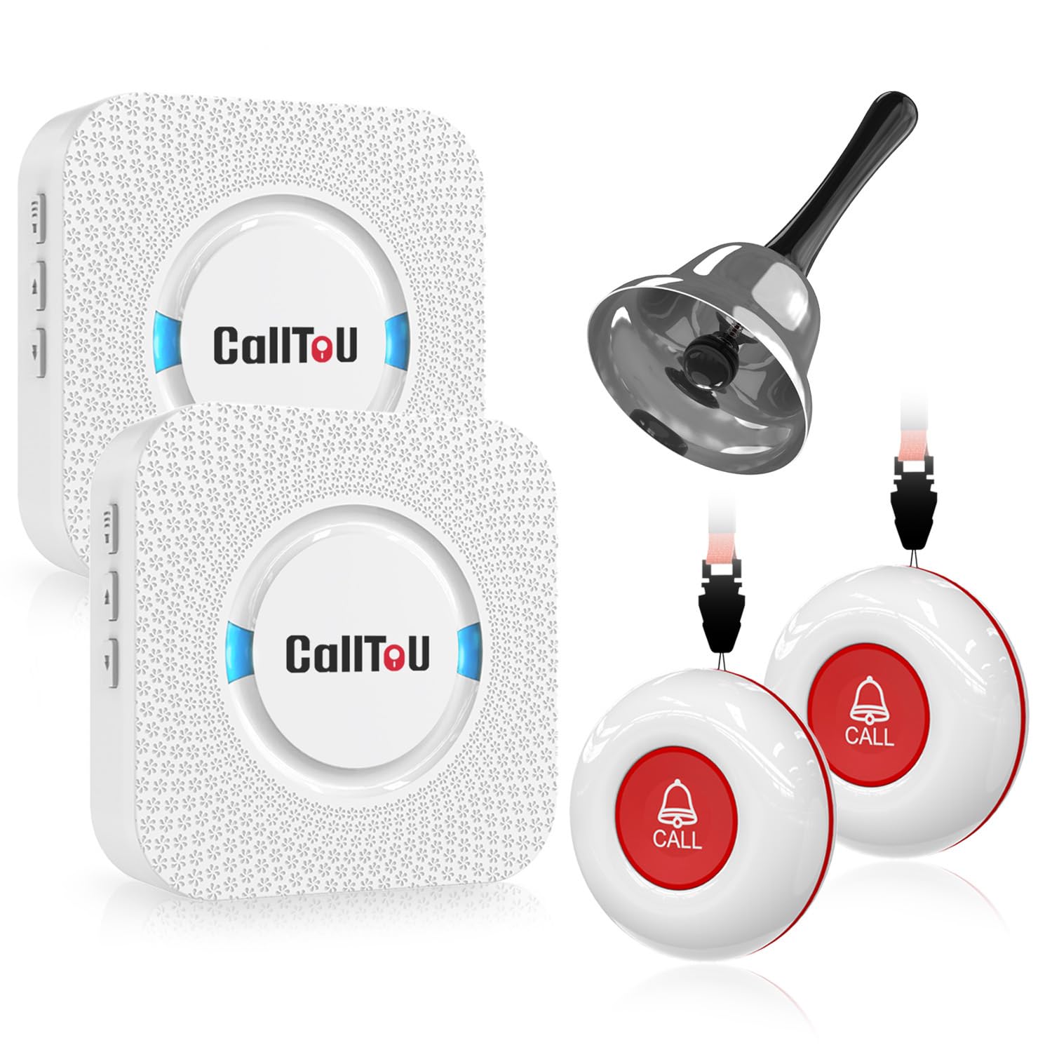 Buy now CallToU Wireless Caregiver Pager Smart Call System 2 SOS Call Buttons/Transmitters 2 Receivers Nurse Calling Alert Patient Help System for Home/Personal Attention Pager 500+Feet Plugin Receiver white 2+2+1 at indiglob india