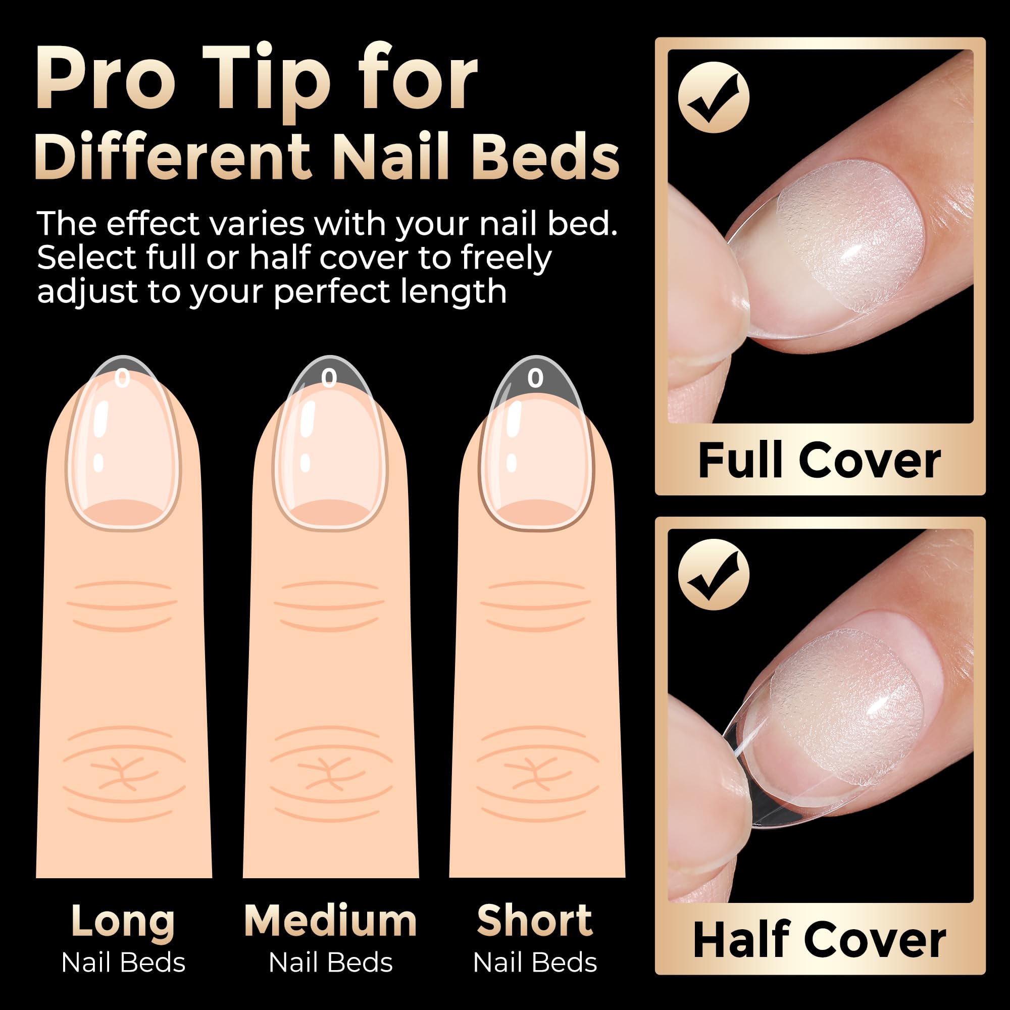 Luckyfairy Extra Short Almond Nail Tips 504pcs Soft Gel Short Nails 12 Size | Pre-Shaped Clear Press On Almond Nails, Half Matte Full Cover Short Nail Tips Acrylic, Natural Almond Shape, Nail Art DIY