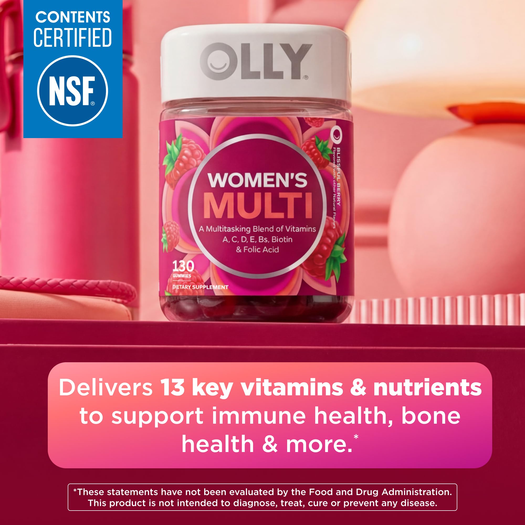OLLY Women's Multivitamin, Supports Overall Wellness,* Biotin - 130 Count