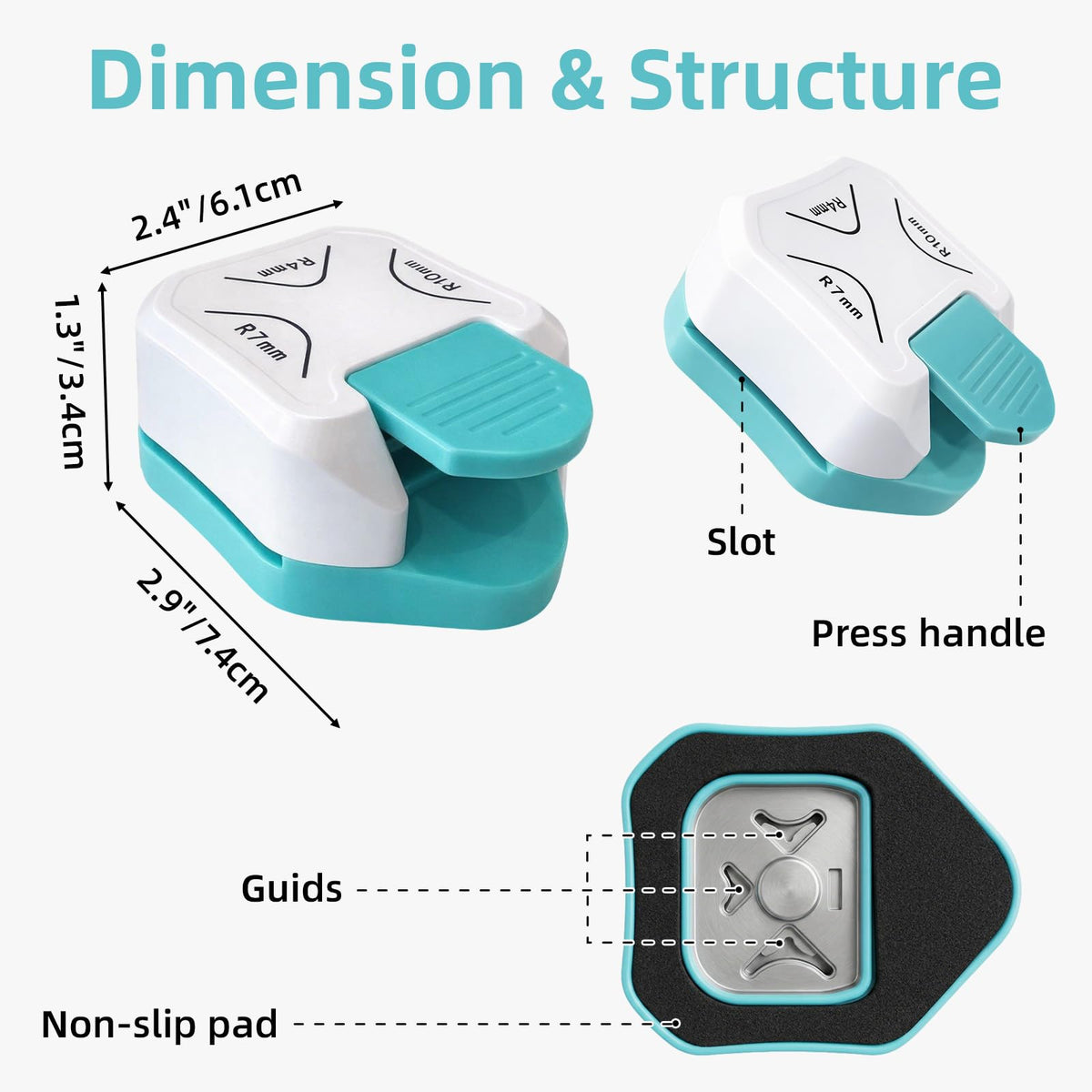 Paper Corner Cutter Set, 2 Pcs 3-in-1 Paper Corner Rounder Punch (R4/R7/R10mm) & Decorative Corner Punch, Round Corner Punch for Cardstock, Cards, Photos, Business Cards, Scrapbooks