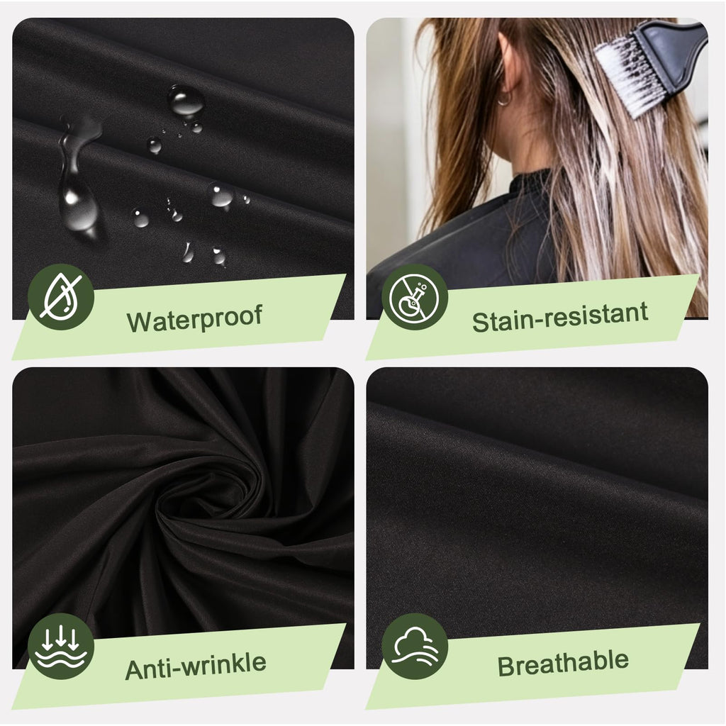 Professional Hair Cutting Cape with Neck Duster Brush, Large Size Salon Barber Cape for Men, Women and Kids(Black)