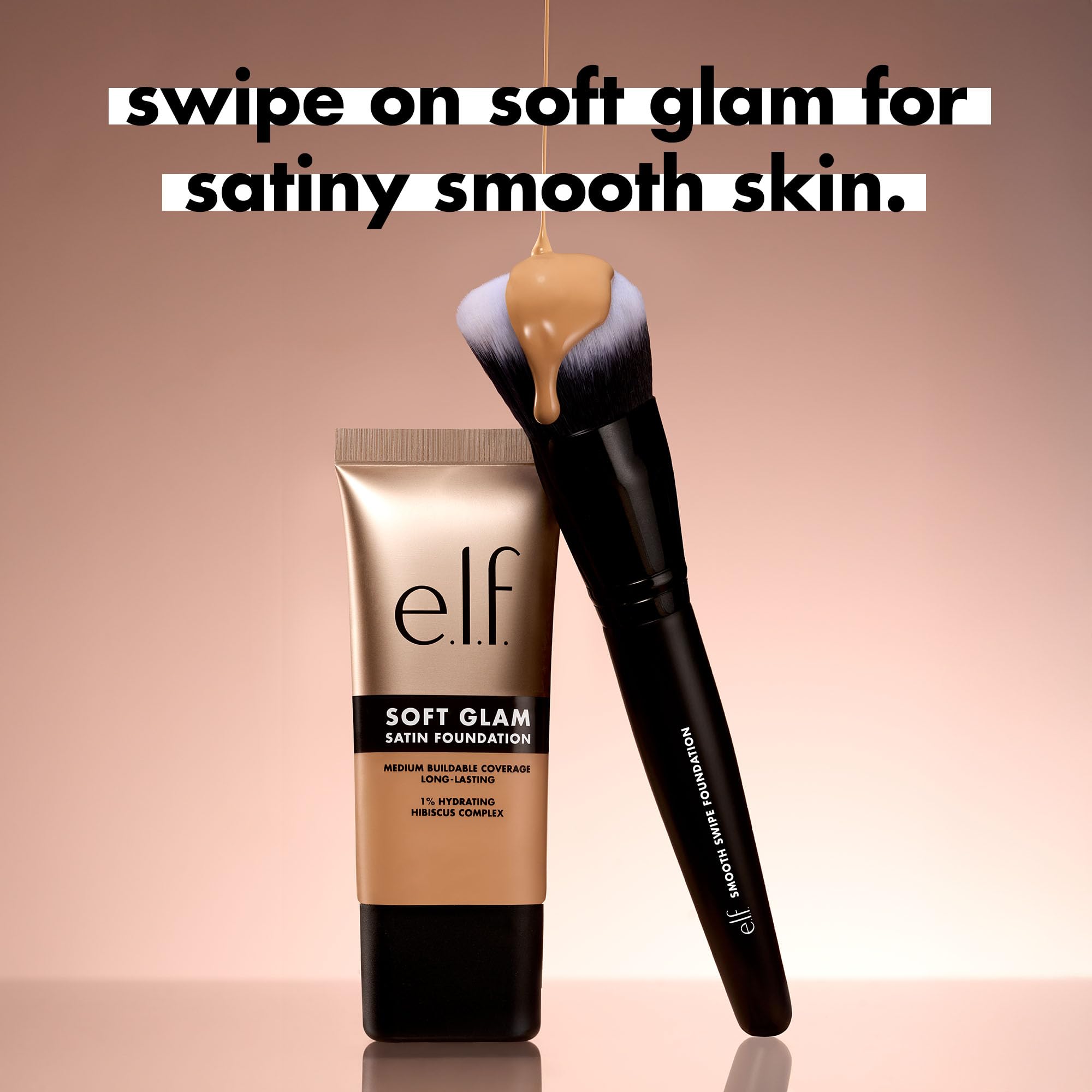 Buy now e.l.f. Smooth Swipe Foundation Brush, Face Makeup Brush For A Natural-Looking Finish, For Liquid & Cream Formulas, Vegan & Cruelty-Free at indiglob india
