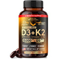 Vitamin D3 K2 - D3 10000iu & K2 120mcg - Highly Bioavailable - 120Softgels | Vitamin D3K2 + Zinc, Vitamin C & B12 - Immune & Mood Support, for Bone & Teeth Health For Men & Women - 120-Day Supply