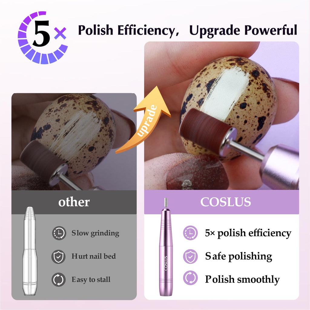 COSLUS C40 Electric Nail Drill Professional, Precise Dial Speed Control | Nail File Machine for Acrylic Gel Dip Powder Removal, Compact Manicure Tools, Beginner-friendly Polishing Set, Home